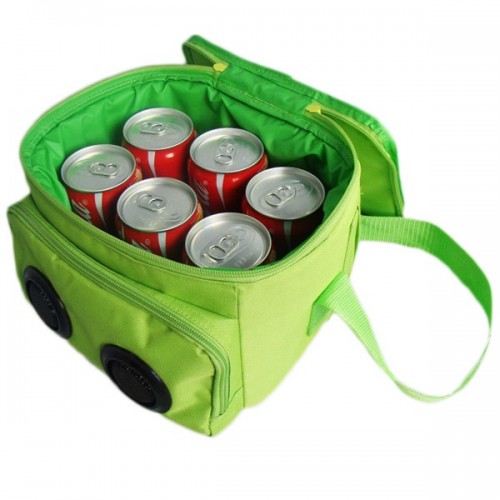 green 6 can Cooler bag with speakers