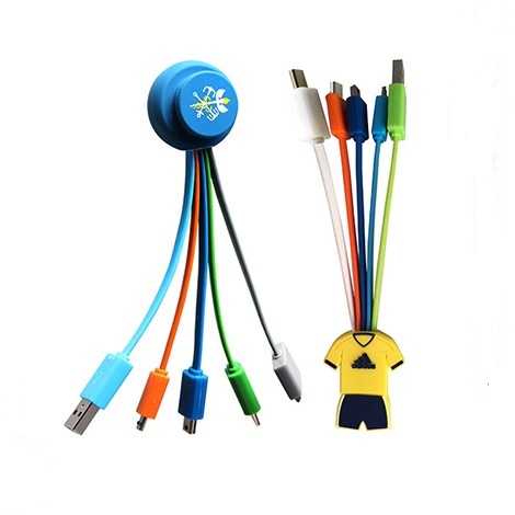 Ethiopia Flag Round Telescopic Aluminum Alloy Shell Charging Cable Three-in-One Data USB Cable Phone Charger 