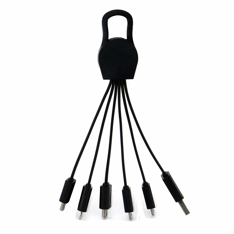 Multi Device Charging Cable 5 in 1 Charger Cable with Keyring for Phones